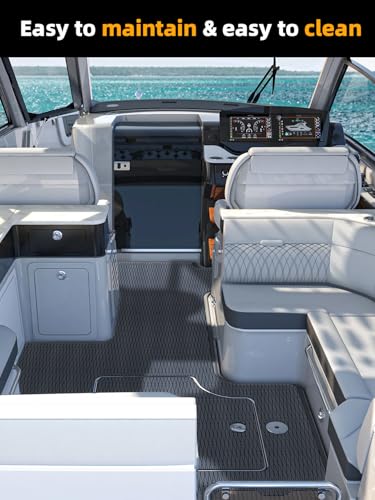 FOCEAN Boat Flooring EVA Foam Boat Decking Marine Mat Non-Slip Self-Adhesive Flooring Sheet for Motorboat Jon Boats Bass Boat Kayak RV Floor, 94.5''x 47.2'', Dark Grey with Black Lines - color: Dark Grey With Black Seam Lines, size: 94.5"L x 47.2"W x 0.2"