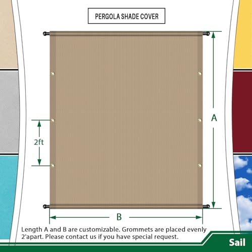 14' x 19' Universal Pergola Shade Cover with Grommets Weighted Rods, Sun Shade Cloth Outdoor Canopy Replacement Cover, Patio Awning for Porch, Backyard, Gazebo, Garden, Sand - color: Sand, size: 14'x19'
