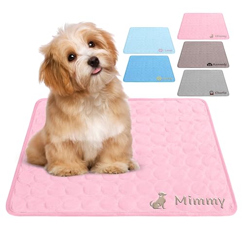 NIBESSER Personalized Dog Cooling Pad for Dog Cats Kennel Ice Silk Portable & Washable Summer Pet Self Custom Cooling Bed Blanket Crate Sleep Mat, Pink - color: Pink
