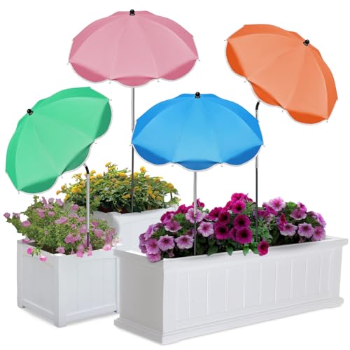 QRRICA 23.6" Adjustable Garden Umbrella Shade for Outdoor Use, Potted Greenery & Garden Beds – Angle-Adjustable Sun Protection - color: 4-pack