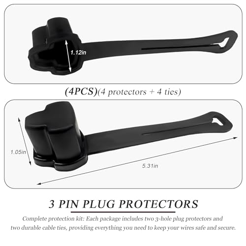 4PCS 3 Prong Plug Protector, Waterproof Electrical Plug Protector for Engine Block Heater Cords, Weatherproof Extension Cord End Cover Safety Caps for 120-Volt Plugs - color: 4pcs