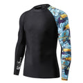 HUGE SPORTS Men's Rash Guard Long Sleeves UPF 50+ UV Sun Protection Quick Drying Splice Compression Swim Shirts - color: Heytoucan, size: Small