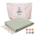 ATANI 69x35 in Oversized Turkish Beach Towel Set with Tote Bag – Quick-Dry 100% Turkish Cotton Peshtemal, Sand-Resistant, Lightweight for Shower, Travel, Pool, Yoga (Green) - color: Green + Bag, size: 35 inc x 69 inc