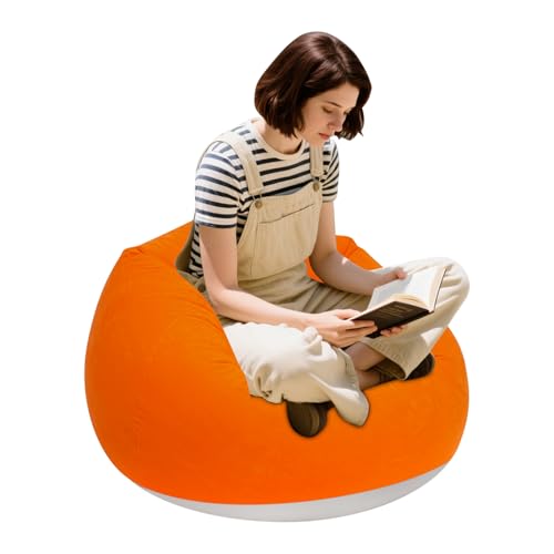 9 Pcs Inflatable Bean Bag Chairs for Adults with Foot Pumps, Portable Blow Up Couch for Adults, 264 lbs Capacity Foldable Lazy Sofa for Camping Movie Night Outdoor - 39.4''Lx23.6''H (Orange) - color: Orange