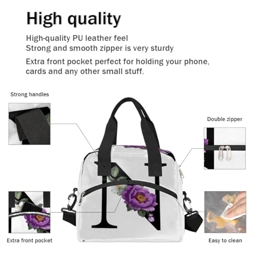 Letter N Insulated Lunch Bag for Women Men Reusable Waterproof Lunch Box Cooler Tote Bag One shoulder portable meal bag Portable Adult Lunchbox for Work Picnic Hiking Beach - color: Letter N