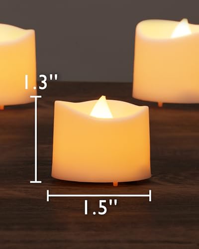 Homemory 12-Pack Flameless LED Tea Lights Candles Battery Operated, 200+Hour Fake Electric Candles TeaLights for Votive, Aniversary, Wedding Centerpiece Table Decor, Funeral, Halloween, Christmas - color: Bright Amber Glow – White Body, size: Pack of 12