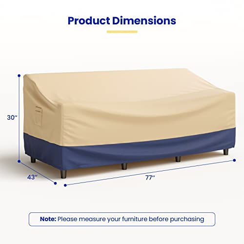 Tangkula Patio 3-Seater Waterproof Outdoor Deep Sofa Cover with Padded Handle & Click-Close Straps, Air Vent, Heavy Duty PU Couch Cover, 77" W x 43" D x 29.9" H - size: 77" W x 43" D x 29.9" H