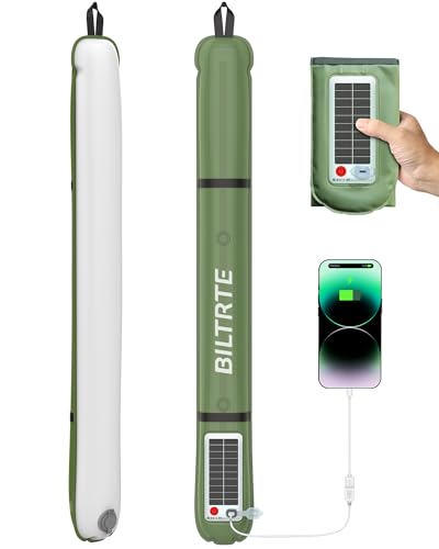 34" Inflatable Solar Camping Lantern & USB-C 4000mAh Phone Charger,339LM Ultra Bright LED Light Tube,IP66 Waterproof Portable Tent Lamp for Hurricane,Power Outage,Backpacking,Survival - color: Green, size: 34in