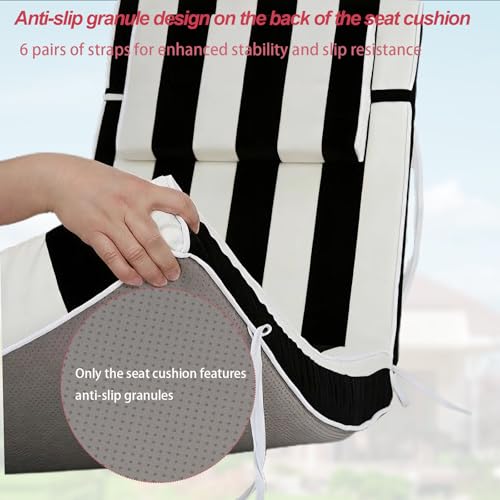 Chaise Lounge Cushions Outdoor 72x21x4 Inch, Patio Lounger Chair Cushion with Removable Cover, Fade Resistant Replacement Pad for Outdoor Furniture (Black and White Stripes, 72x21x4 inch) - color: Black and White Stripes
