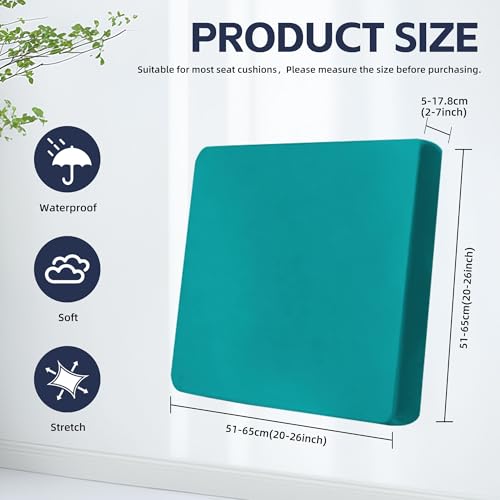 8Pcs Outdoor Cushion Covers, Patio Cushion Covers,Stretch Elastic Slipcovers, Replacement Washable & Reusable Furniture Protector for Patio Couch (Peacock Blue,Cover Only) - color: Peacock Blue, size: 8Pcs-Solid color