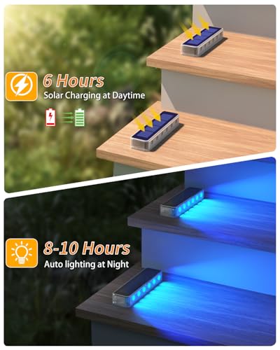 DetarZinLED Blue Solar Lights for Outside,8 Pack Solar Deck Lights Outdoor Waterproof LED,Blue Step Light for Outside,Dock Light Solar Powered Waterproof for Deck,Steps,Dock,Driveway,Stair,Path - color: Blue, size: 8 Pack