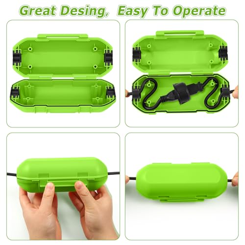 2 Pack Extension Cord Cover Outdoor, IP54, Connection Box to Protect Outdoor Outlet, Plug, Christmas Holiday Decoration Light, Green - color: Green