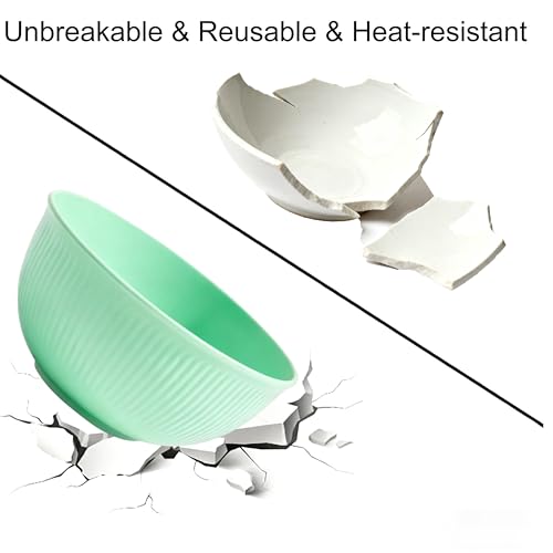 Reusable Cereal Bowls Set of 4, BPA Free Lightweight Bowls, Dishwasher Safe Green Bowls for Rice, Pasta, Snacks, Fruit & Desserts - color: Green