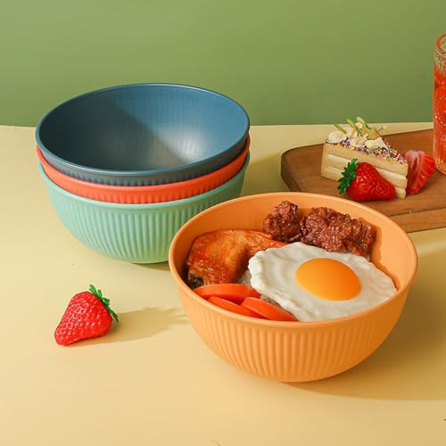 Unbreakable Wheat Straw Cereal Bowls Set of 6, 24 OZ Microwave and Dishwasher Safe Lightweight Soup and Salad Bowl Sets, Reusable Dessert Bowls for Rice, Pasta, Snack, Fruit, BPA Free (6 Colors) - color: 6 Colors
