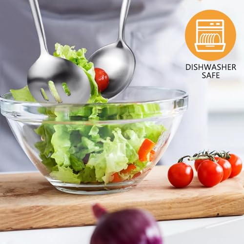 Large Serving Utensils Set,5 Pcs Stainless Steel Silver Serving Utensils with 10.8 Inch Serving Fork,10.3 Inch Serving Spoon,Slotted Serving Spoons,Sugar Spoons,Butter Knife for Party Buffet Banquet - color: Matte Silver