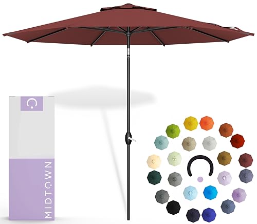 Midtown Umbrellas The Lean Patio Umbrella (Terylast Fabric - Cherry, 8 Foot) - color: Terylast Fabric - Cherry, size: 8 Foot