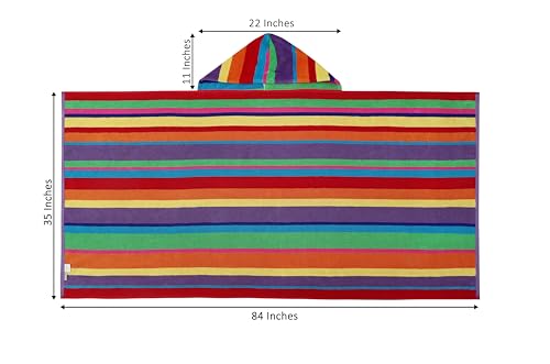 COTTON CRAFT Hooded Beach Towel - Oversized XXL 35x84 Towel with Hood for Adults - Summer of Siam - The Big Kahuna 7 Foot Beach Blanket Towel - Big & Tall Soft 100% Cotton Velour - Multi Color Stripe - color: Summer of Siam, size: 1 Pack - 35x84 Hooded