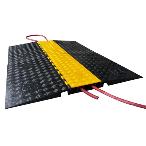 Rubber Cable Ramp 5 Channel Drive Over Hose Cable Protector Outdoor 22000Lbs Load Capacity Wires Power Lines Extension Cord Cover Traffic Speed Bump 1 Pack - color: Grey-22000Lbs-5Channel-1Pack