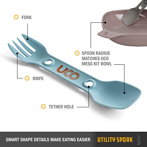 UCO Utility Spork 3-in-1 Combo Spoon-Fork-Knife Utensil - color: Stone Blue/Sand