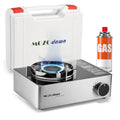 Portable Gas Stove with Case, 12000 BTU Butane Stove with Wind Guard, Single Burner Camp Stove for Home Kitchen, Camping, Picnics, Hiking, Fuel Not Included