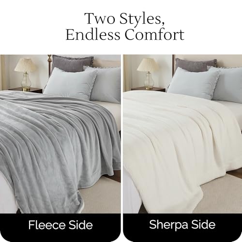 Waterproof Throw Blanket (40"x60") – Reversible Fleece & Sherpa, TPU Leakproof Stain Resistant Couch & Sofa Cover, Bed Protector – Machine Washable - Gray - color: Gray, size: 40 x 60 inch