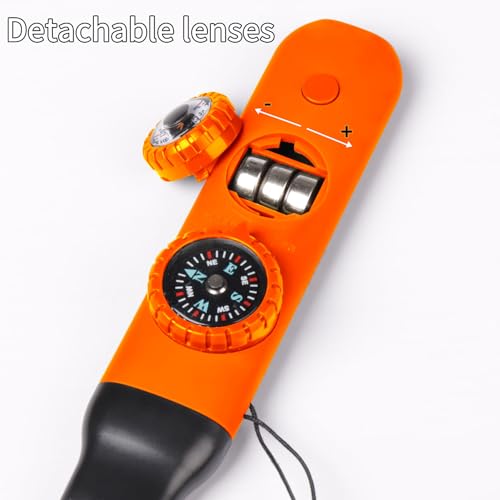 Multifunctional Survival Emergency Whistle for Kids with Compass Hiking Survival, Thermometer & Neck Lanyard | Emergency Safety Gear for Hiking, Camping, Kayaking, Boating, Climbing - color: orange red
