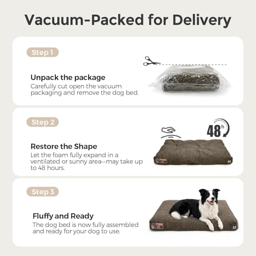 Sytopia 36 Inch Indestructible Dog Beds for Large Dogs, Chew Proof Waterproof Pet Crate Pad with Machine Washable Removable Cover, Great for Indoor, Outdoor, Crate, Patio Use, Brown - color: Brown, size: Large