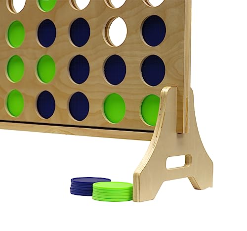 Tailgating Pros Premium Giant Four in a Row with Carrying Case - Jumbo Oversized Outdoor Yard Game - Connect Multiple Pucks in a Row to Win - Many Puck Colors Available! - color: Blue / Lime