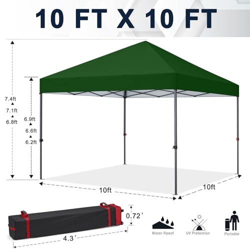 COOSHADE Durable Easy Pop Up Canopy Tent 10x10Ft, Olive Green - color: Olive Green, size: 10x10Ft