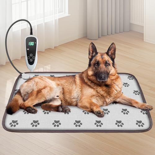 GOLOPET Large Dog Heating Pad 34x21in with Smart Thermostat Switch and Power Line Protection Tube,Obtained MET and UL Dual Certification,Waterproof Pet Heating pad, Suitable for Dogs of All Ages - size: 34.0"l X 21.0"w X 0.5"th
