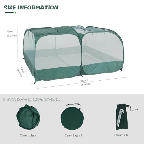 Foldable Portable Pet Playpen, Pop-Up Breathable Mesh Small Animal Cage with Transparent Walls & Bottom, Outdoor Indoor Small Animal Enclosures Tent for Lizards,Cats,Chickens,Rabbits (2M)