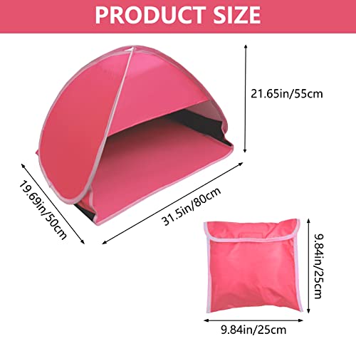 Pop Up Beach Sun Shade, 1-Pack Mini Sun Shelter Tent for Anti-UV Windproof Camping Picnic Fishing Bench, Rose Red-Painted Silver, L - color: Rose red-painted silver, size: Large