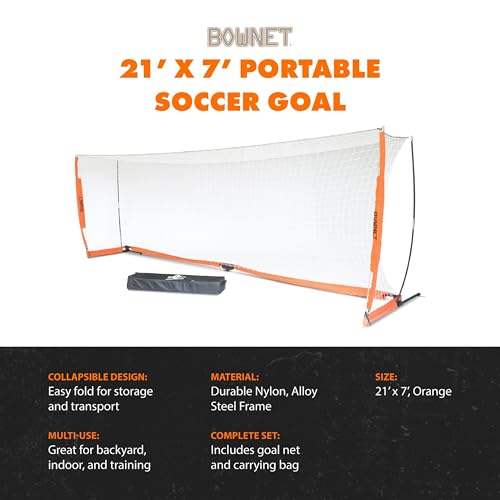 Bownet Portable Folding Soccer Goal – Pop Up Backyard & Training Soccer Net for Indoor or Outdoor – Easy Setup with Carry Bag - size: 7 x 14 Feet