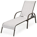 Giantex Patio Lounge Chair, Outdoor Chaise Lounge with 5 Adjustable Backrest, Sturdy Steel Frame, Sunbathing Recliner, Beach Chair, Tanning Chair for Outside, Yard, Balcony, Pool Chairs, Grey - color: Grey