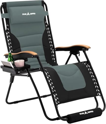 Amopatio Zero Gravity Chair with Cup Holder Patio Outdoor Folding Lounge Chairs with Footrest & Headrest for Indoor and Outdoor, Support 400LBS - color: Grey, style: 29in-1pc
