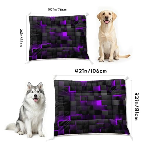 Nttopship Dog Cat Bed Mat Ultra Soft Fluffy Pet Bed Washable Fashion Dog Crate Beds Comfy Comfy Pet Sleeping Pad Suitable for Pet Raised Bed(30"x26",Black Purple) - color: Black Purple, size: Medium