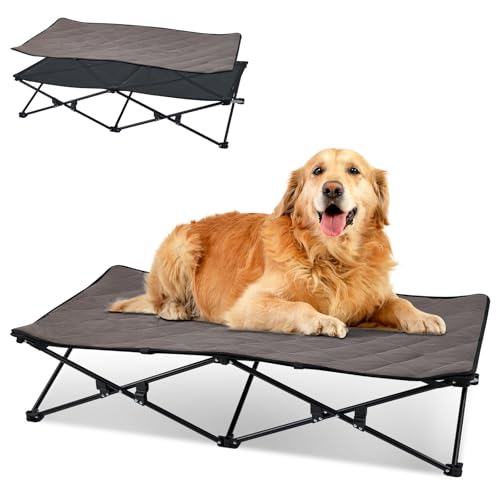 KingCamp Elevated Dog Bed for XL Dogs, Outdoor Raised Cooling Pet Cot Bed with Washable Breathable Mesh & No-Slip Feet Perfect for Camping, Backyard, Indoor Use (XL, Black) - size: X-large