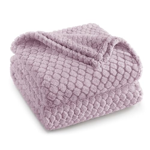 Exclusivo Mezcla Fleece Throw Blanket for Couch and Bed,Extra Soft Warm Decorative Fuzzy Throws for Women,Lightweight Cozy Blankets Size 50x60 Inches, Lilac Purple - color: Lilac Purple, size: Throw ( 50x60 IN )