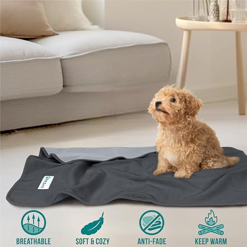 PetAmi Waterproof Pet Blanket Dog Bed Couch Cover for Furniture, Reversible Washable Soft Fleece - color: Gray/Light Gray, size: Large (40x60)