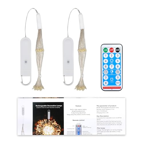 Outdoor Lights Firework 120 LED Waterproof 8 Modes with Remote Wedding Decorative Hanging Lights for Party Patio Garden Warm White 2 Pack - size: 2Pack