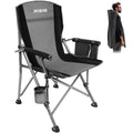 XGEAR Camping Chair with Padded Hard Armrest, Sturdy Folding Camp Chair with Cup Holder, Storage Pockets Carry Bag Included, Support to 400 lbs - color: 1-grey