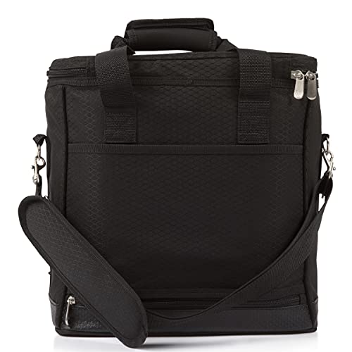 Picnic TIME Cellar 6-Bottle Wine Carrier & Cooler Tote, Insulated Padded Wine Cooler Bag for Travel, Portable Water-Resistant Wine Bag, (Black with Gray Accents) - style: Wine Carrier With Trolley