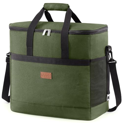 Lifewit Cooler Bag 30/50/60 Cans Collapsible and Insulated Large Lunch Bag Leakproof Soft Cooler Portable Tote for Camping/BBQ/Family Outdoor Activities - color: Green, size: 60-Can(40L)