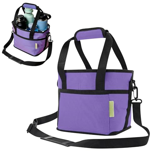 Family Size 4 Compartment Drink Carrier Bag, Cup Carrier Caddy for Hot & Cold Drinks, Portable Cup Holder for Car Travel, Beach, Picnic, Camping & Commute (Purple) - color: Purple