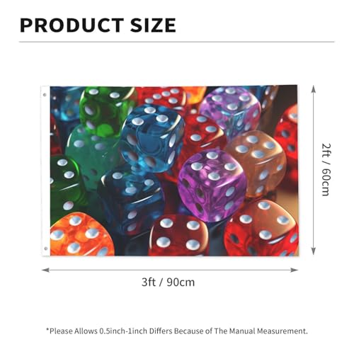 Flag 2x3 FT Double Sided Outside Large Banner Games Dice Set Garden Flag House Flag Welcome Flag Yard Flag Summer Decorative Flag Fade Resistant Banner for Outdoor Porch Holiday Yard Decor