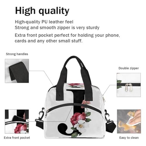 Letter J Insulated Lunch Bag for Women Men Reusable Waterproof Lunch Box Cooler Tote Bag One shoulder portable meal bag Portable Adult Lunchbox for Work Picnic Hiking Beach - color: Letter J