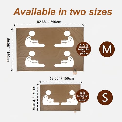 Picnic Blanket Waterproof – Packable Sand Proof Beach Blanket (0.42lb/0.66lb), Compact & Foldable, Fits in Pocket with Integrated Stakes, Ideal for Camping, Hiking, Travel, Concert, Festival - size: Coffee Puppy 82.68" X 59.06" for 3-4 Persons