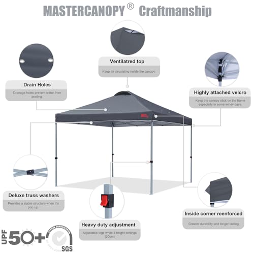 MASTERCANOPY Durable Pop-up Canopy Tent with Roller Bag (8x8, Dark Grey) - color: Dark Grey, size: 8x8