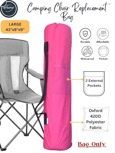 Replacement Bag for Folding Camping Chair, Portable Camp Chair, Hammock, Yoga Mat, Umbrella, Tents, Tripods, Fishing Poles - 420D Oxford Polyester Fabric - color: Pink, size: Large 43"x9"x9"