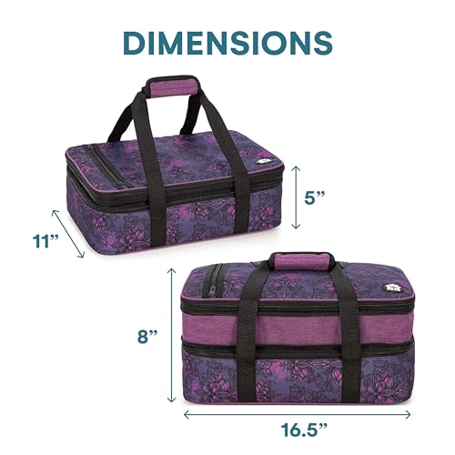 VP Home Double Casserole Insulated Travel Food Containers Carry Bag - Henna Tattoo Design for Trip Birthday Party, Mother's Day, Grocery Store, Supermarket, Outdoor Picnic, and More - Lunch Bag - color: Double Henna Tattoo